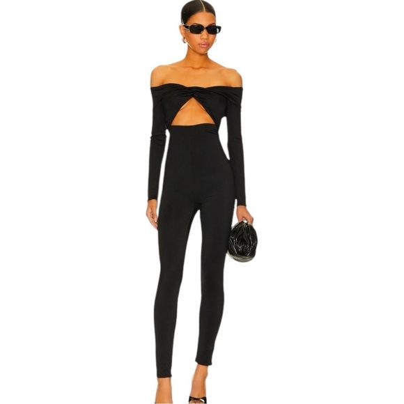 NBD Black Off-Shoulder Jumpsuit - Picture 3 of 7